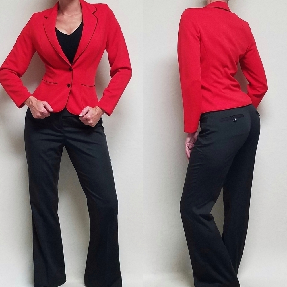 Vintage 60s Manchester Suitmakers Candy Apple Red Fitted V-neck Blazer Small